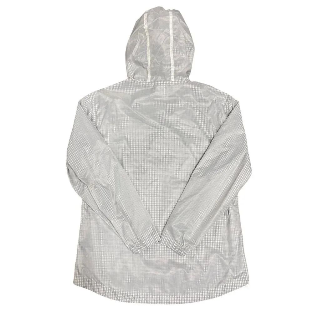 Charles Rivers White & Navy Checked 3/4 Zip Pullover Hooded Windbreaker Size M - Picture 2 of 6
